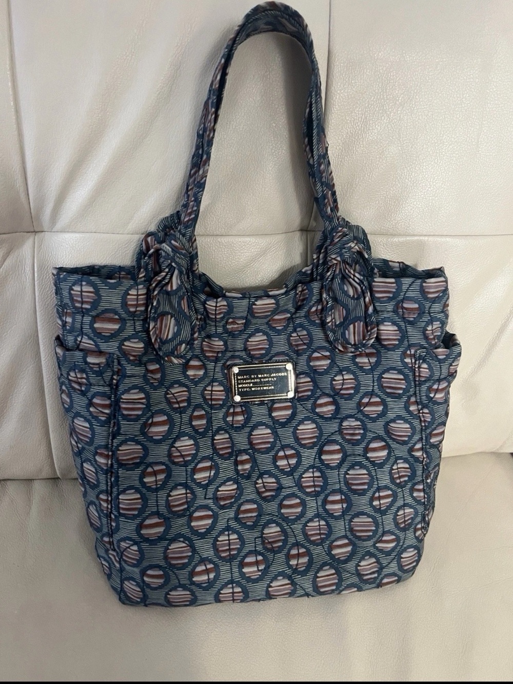 Marc by Marc Jacobs Navy and Pink Patterned Nylon Tote